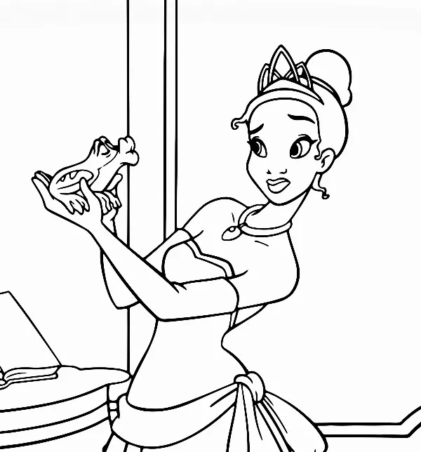 Tiana and the Frog Colouring Sheet